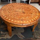Cherifian cedar coffee table with Hispano-Moorish inlaid decoration Morocco