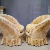 Pair of flared back toad armchairs