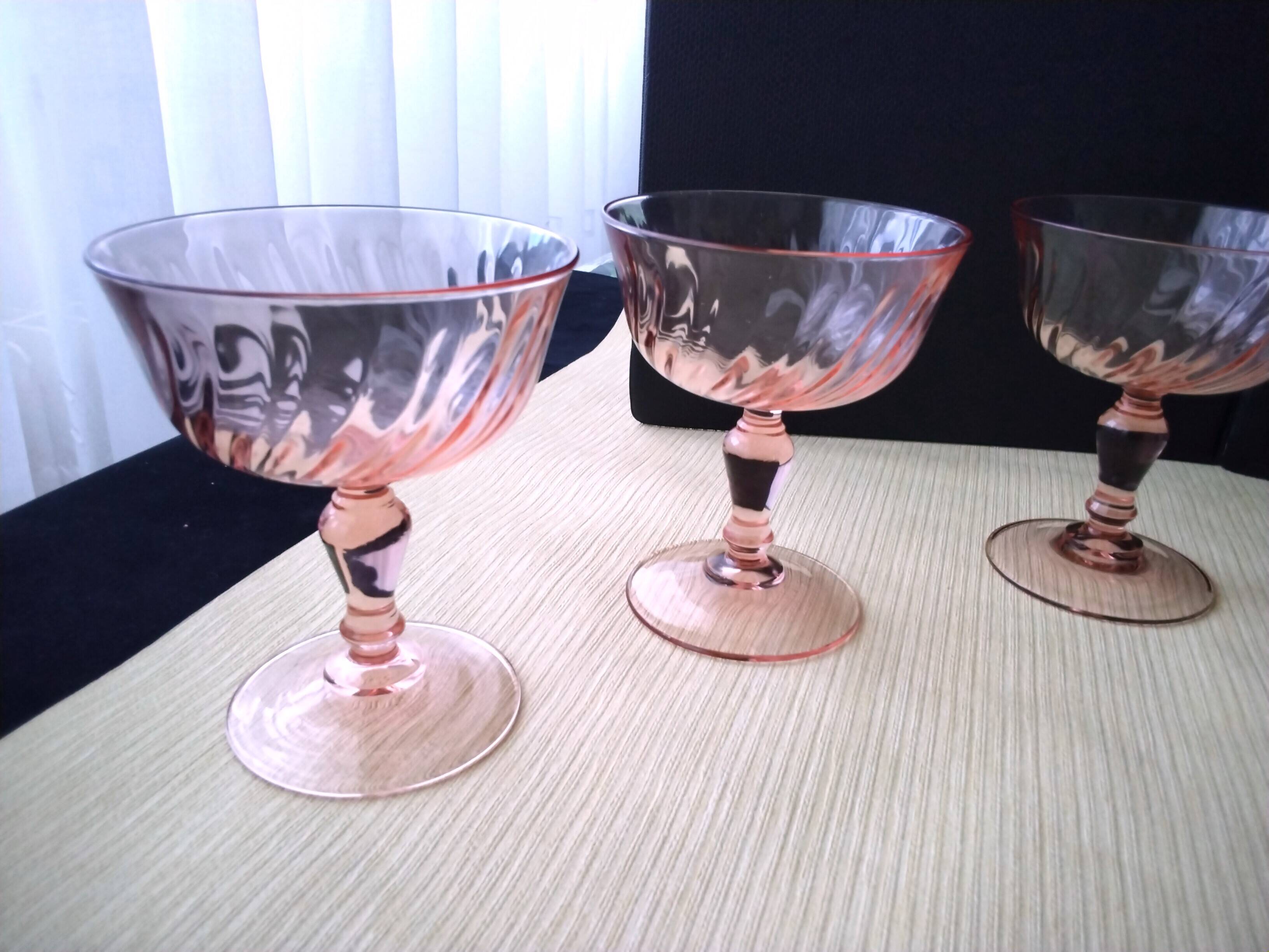 5 Vintage Luminarc Champagne Glasses Rosaline Model