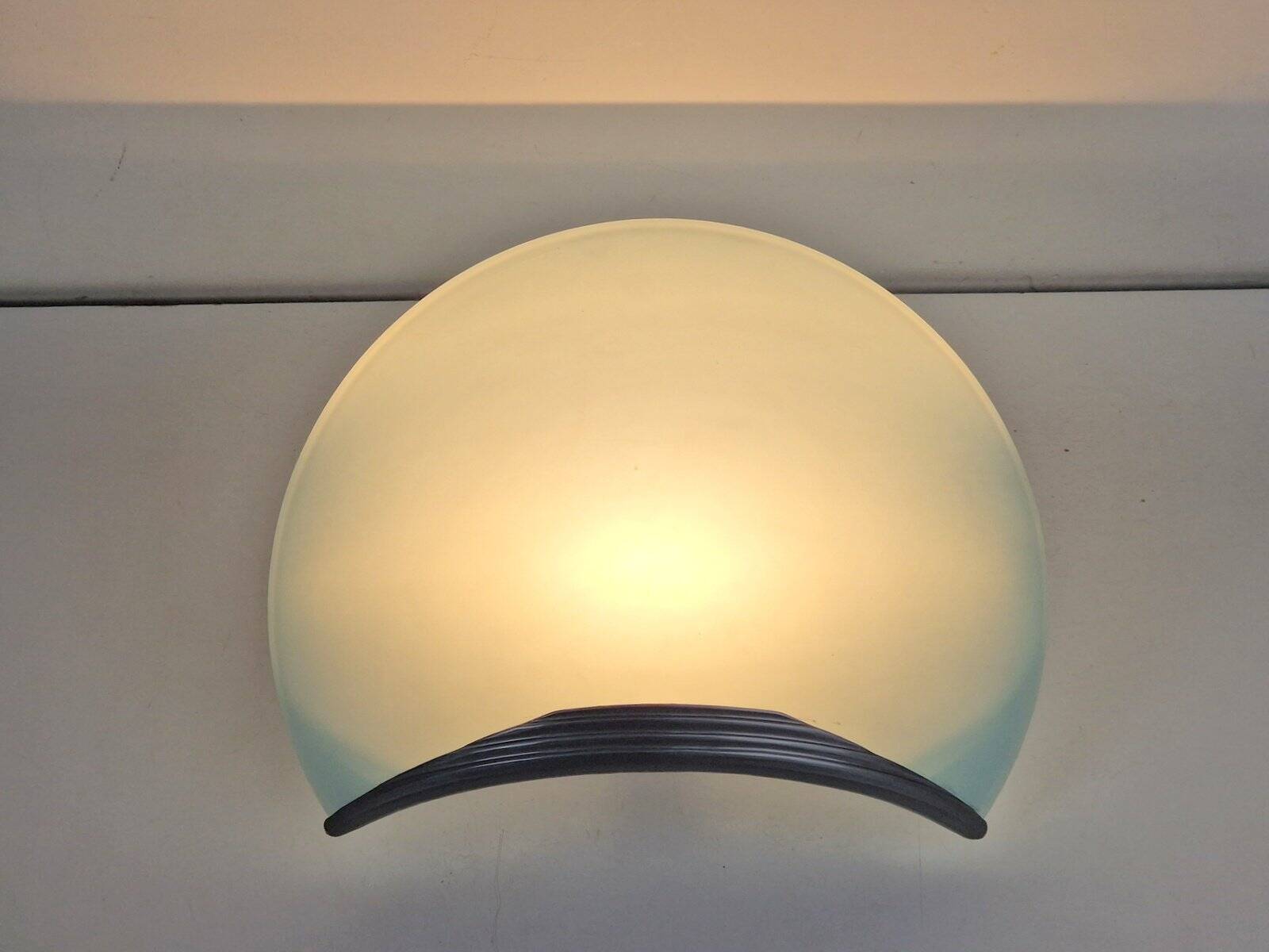Shell Glass & Metal Wall Lamp by Alvaline Bologna, Italy, 1980s