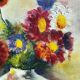Tableau bouquet de fleurs huile sur carton