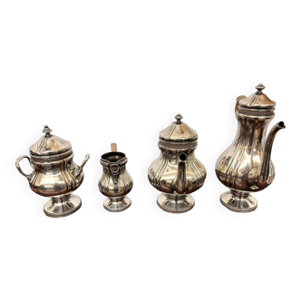 Service à thé/café en métal argenté de style louis XVI