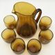 Vintage amber glass orangeade service, 1970