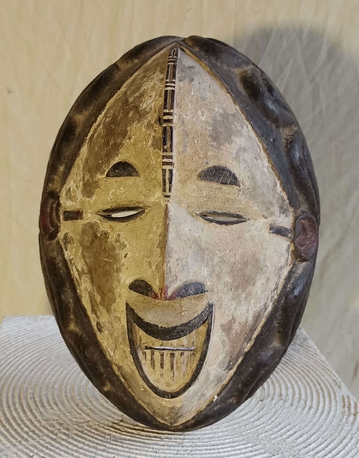 Antique wooden mask African Igbo art from Nigeria