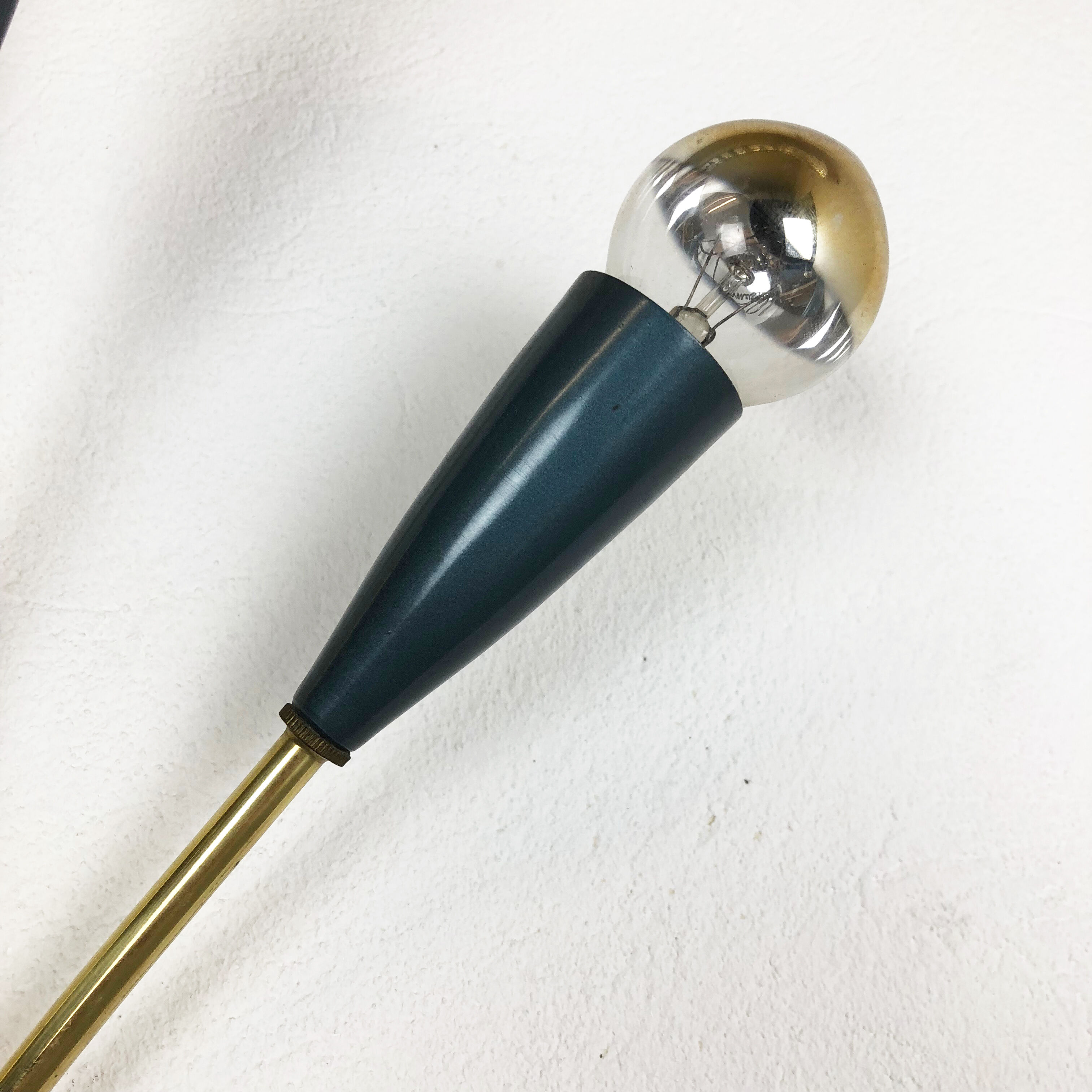 Italian blue and brass wall lamps Italy, 1950