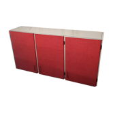 Top kitchen cupboard three doors in pink formica