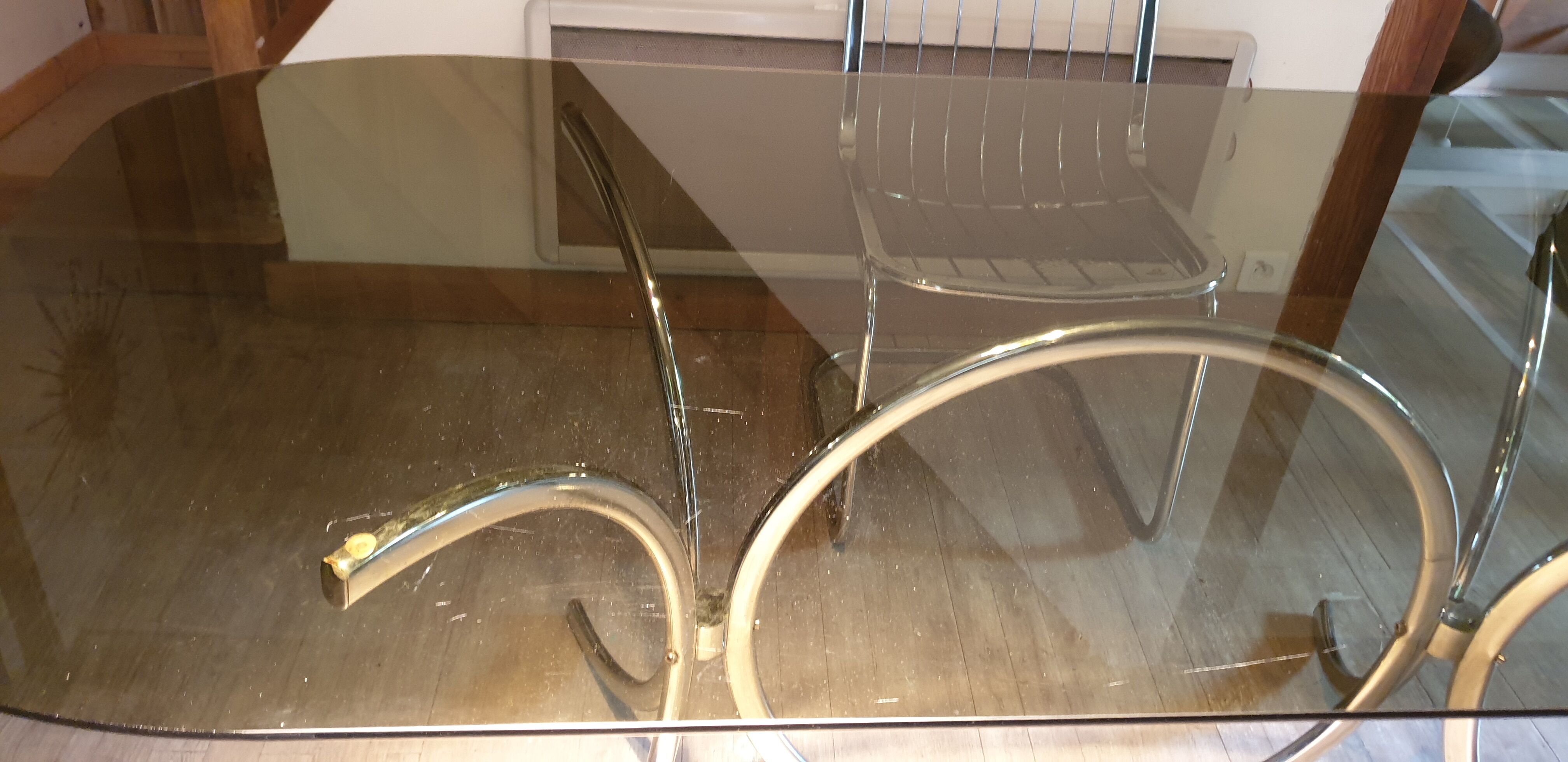 Table and four chrome chairs