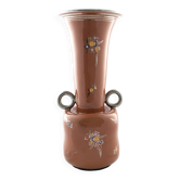 Brown Lacquered and Hand Painted Terracotta Deruta Amphora Vase, Italy