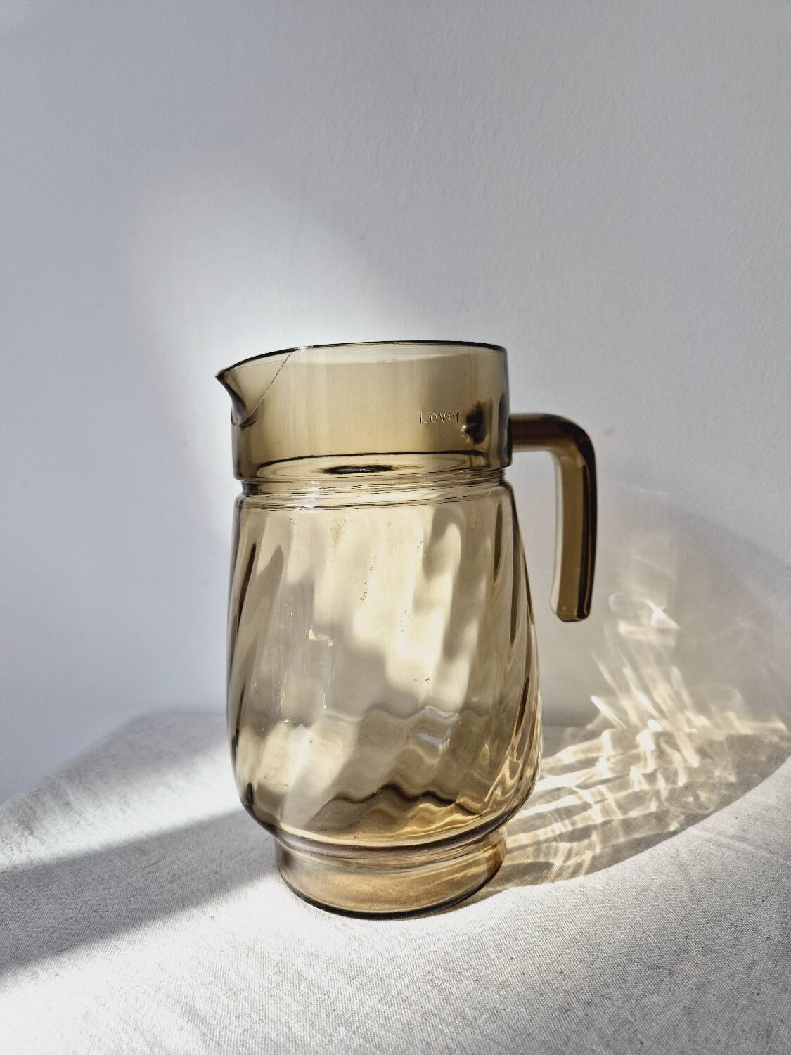 Amber Glass Carafe with Pour Spout - Lever Vintage