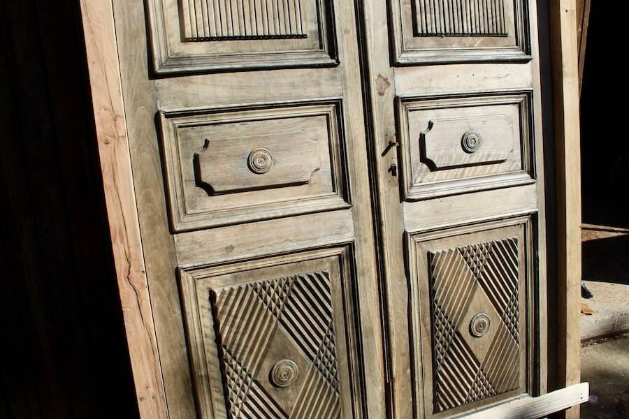 Double Door In Carved Walnut 19th Century