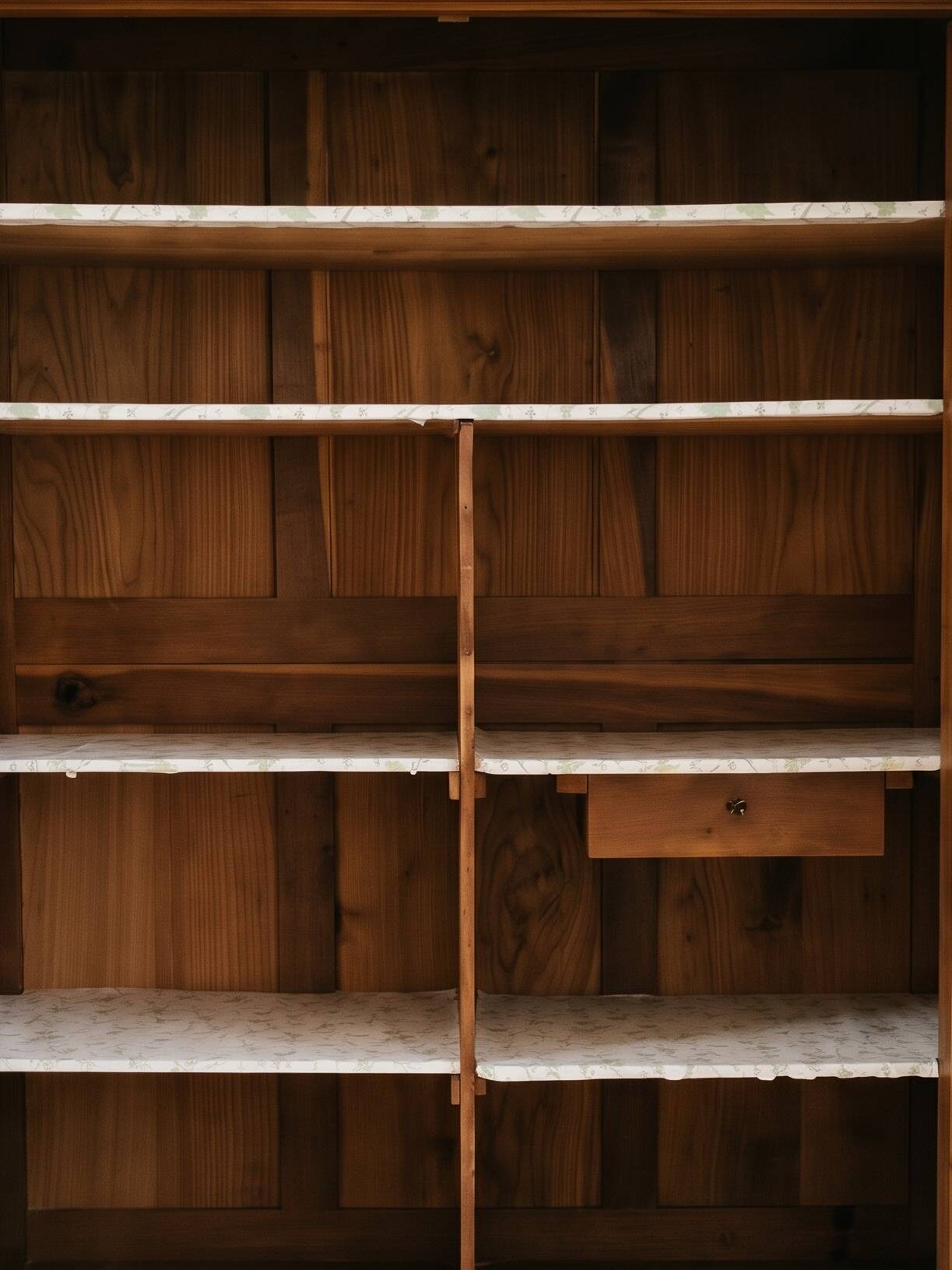 Antique wardrobe with 2 mirror doors in polished wood.