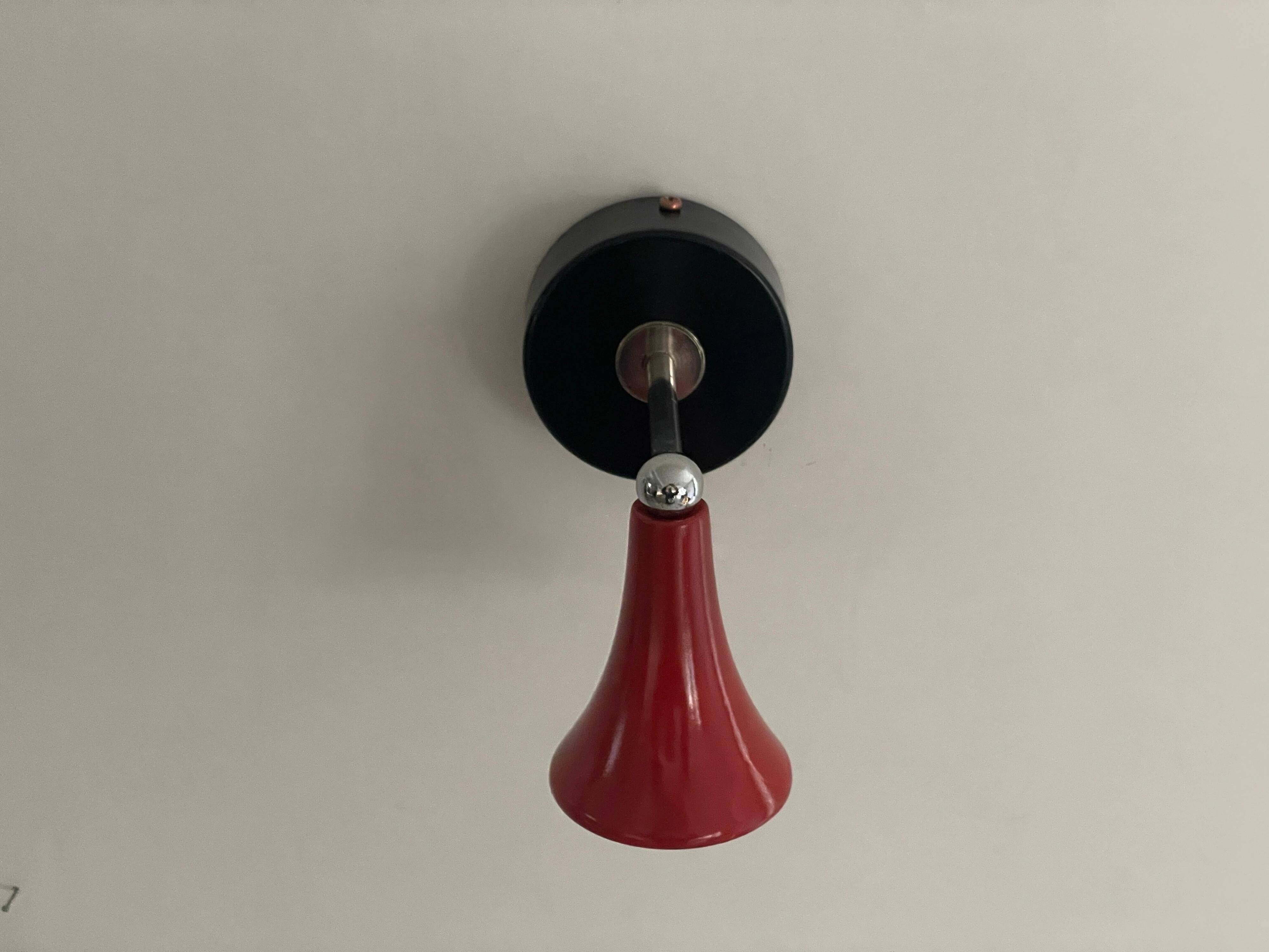 Pair of red metal wall lights AGE, 1970s, Italy