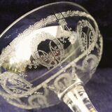Six crystal champagne glasses engraved and chiseled