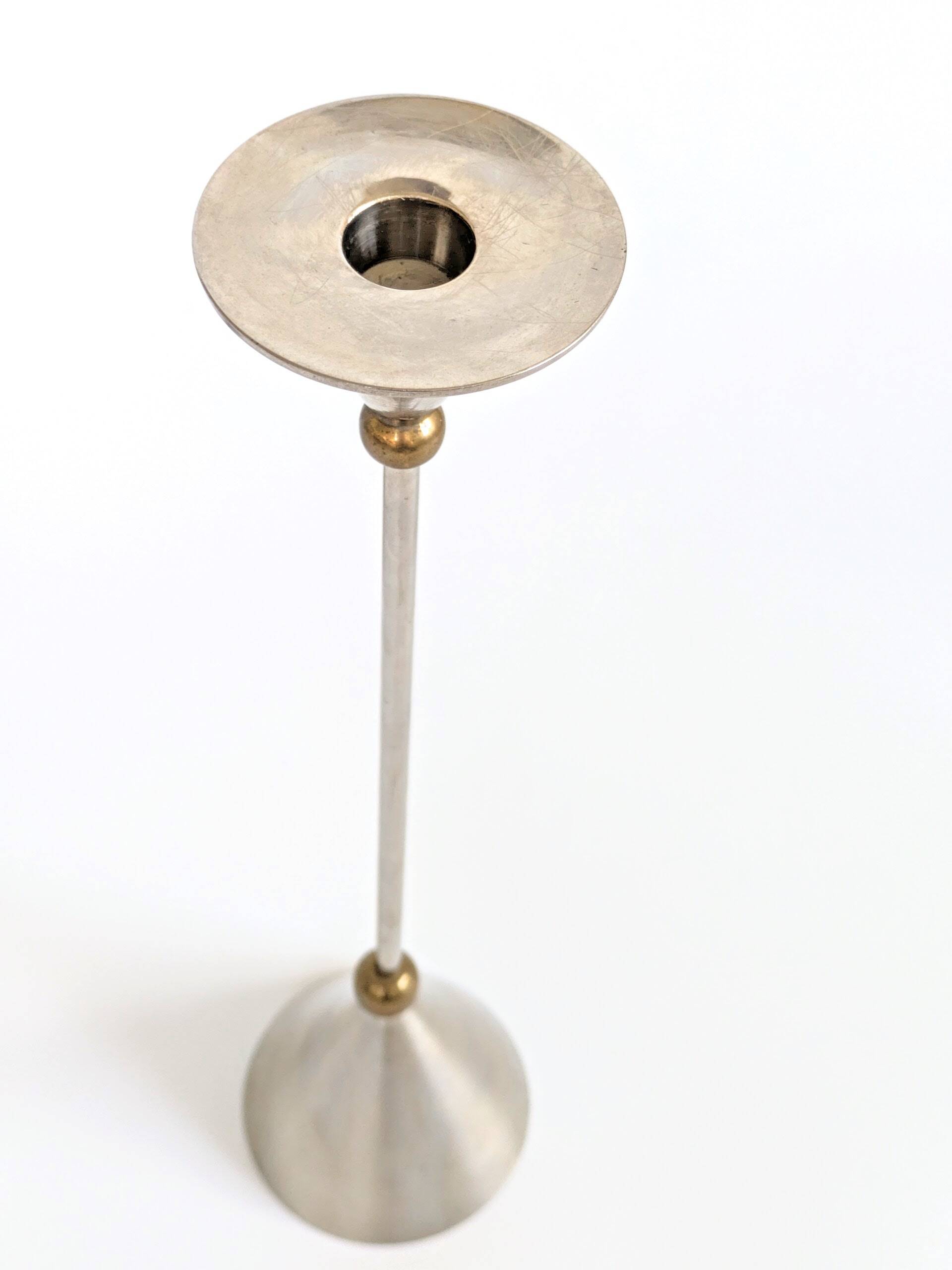 Pair of candlesticks | Steel and brass | Postmodern 1980s