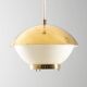 Large brass pendant with engraved opaline glass