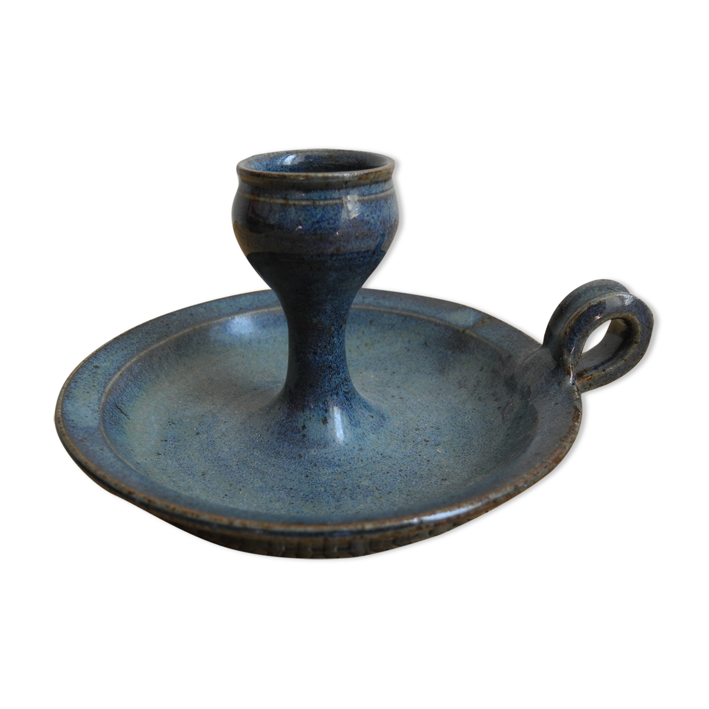 Old candlestick signed terracotta vintage candle holder