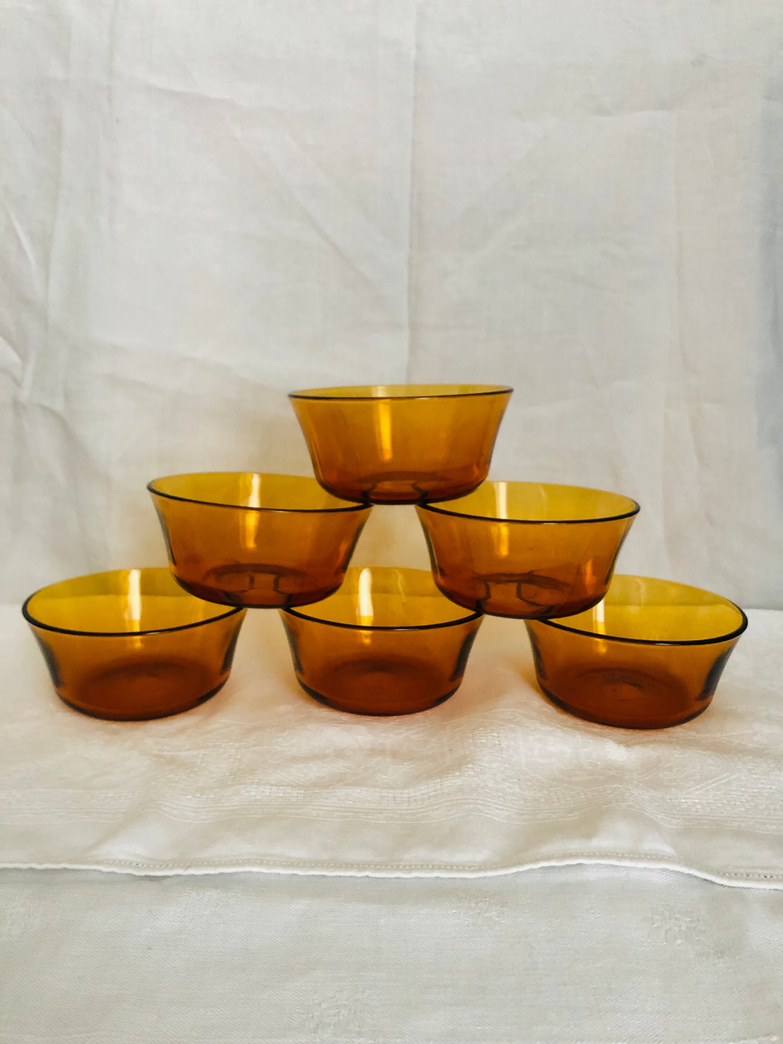 6 amber Duralex cups