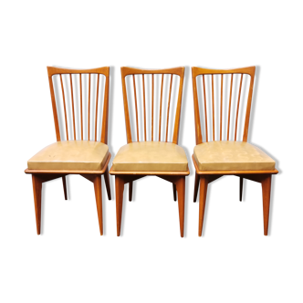Series of 3 chairs vintage scandinavian style 60's 70's