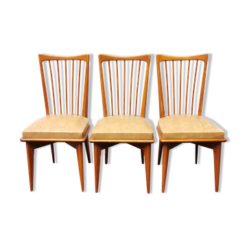 Series of 3 chairs vintage scandinavian style 60's 70's