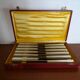 12 Art Deco knives 1930 bone or bakelite sleeves in case