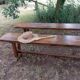 Pair of solid cherry wood farmhouse benches, 1950/60