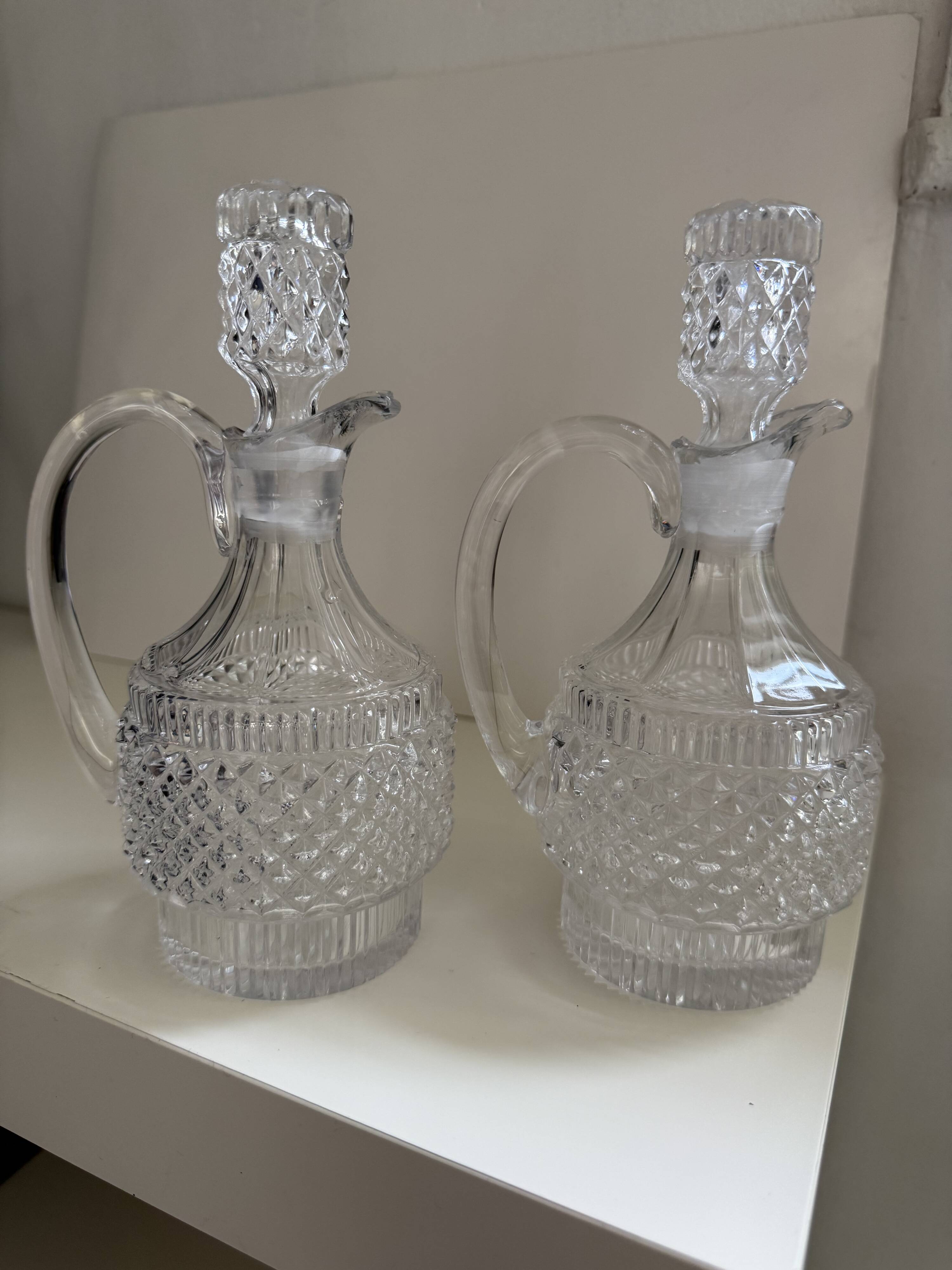 2 crystal carafes