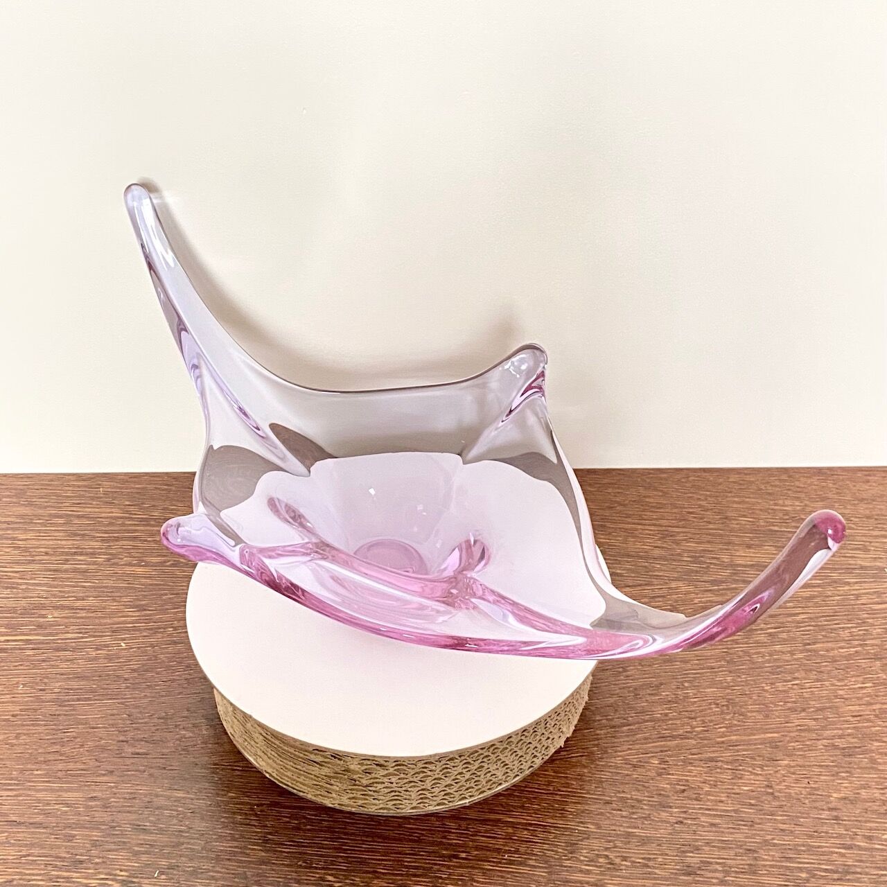 Murano - organic glass sculpture center bowl - Lilac