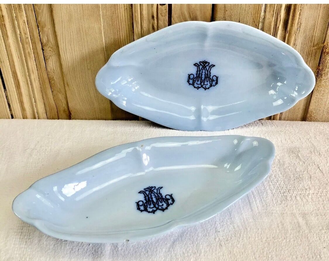 Old large oval dish Brown Westhead Moore & co monogram XIX