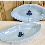 Ancien grand plat ovale Brown Westhead Moore & co monogramme XIX