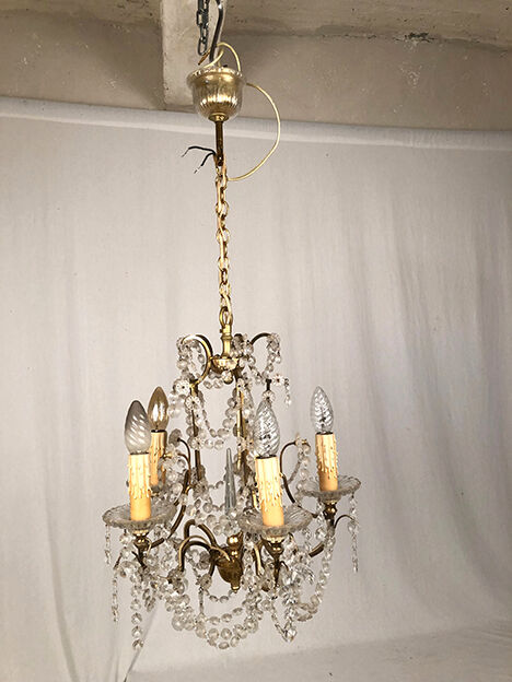Chandelier with tassels with five arms of light, gilded metal, late 19th century