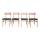4 chaises en teck et skaï noir, Italie 1960