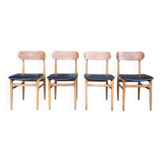 Gessef Consorzio Sedie Friuli set of 4 vintage chairs, teak seats