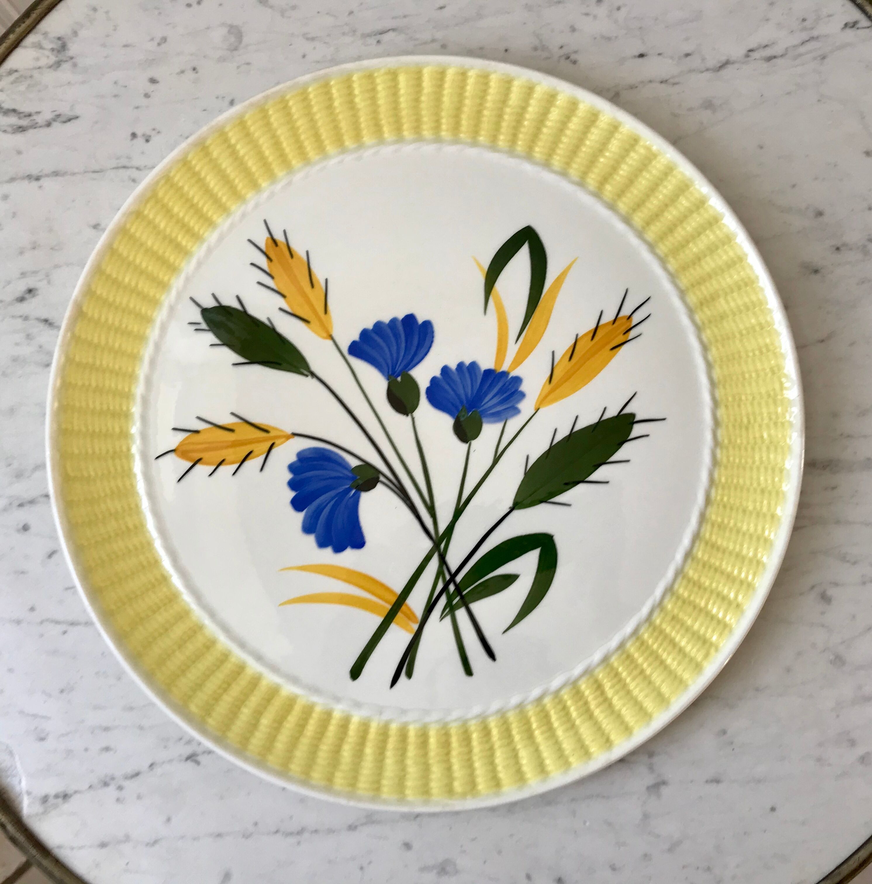 Plat à gâteau / tarte coloré Gien années 40-50