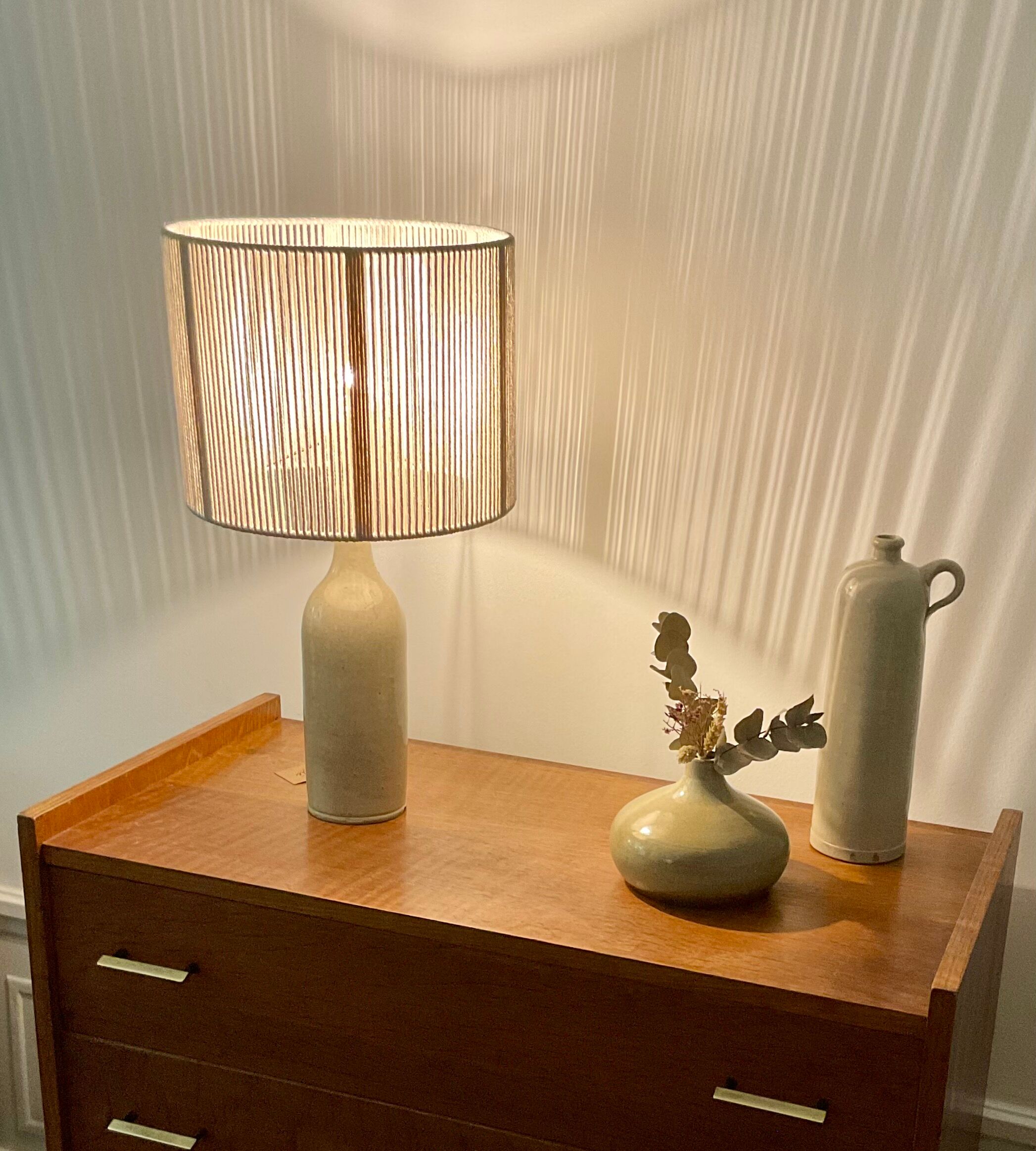 Stoneware and rope lamp