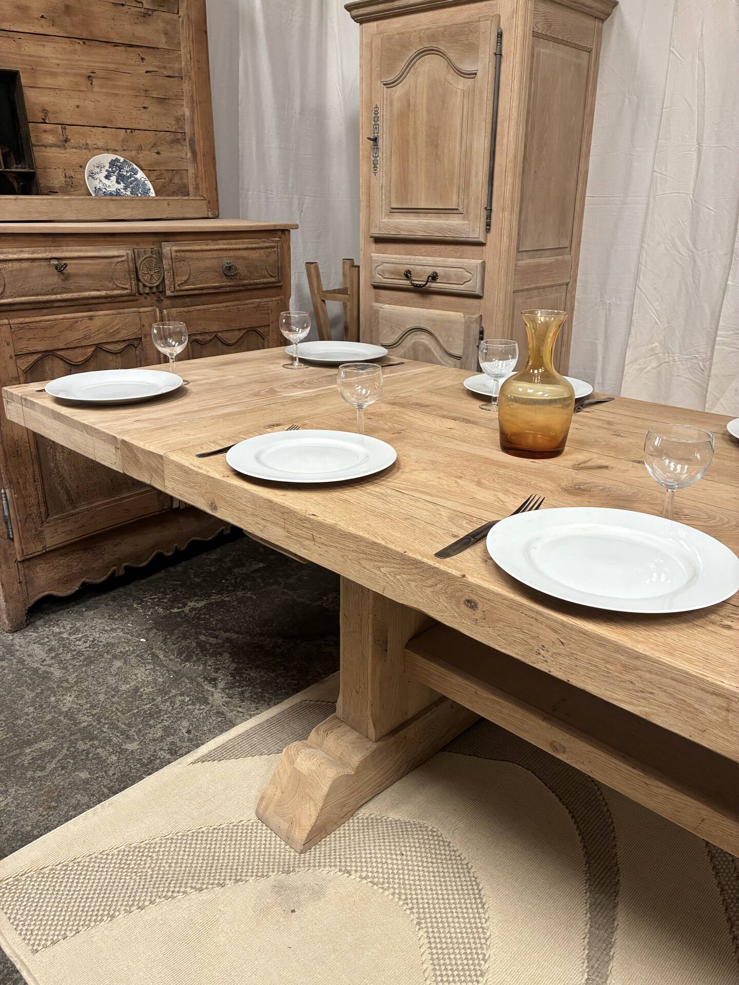 Monastery table in solid oak with extensions.