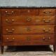 Commode ancienne époque Louis XVI en acajou et filets avec plateau marbre