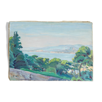 Tableau peinture huile sur toile bord de mer impressioniste