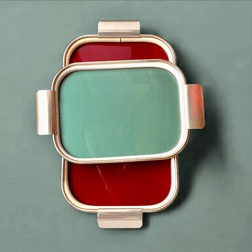 Duo of Art Deco serving trays in gold anodized aluminum and glass - MB Italy