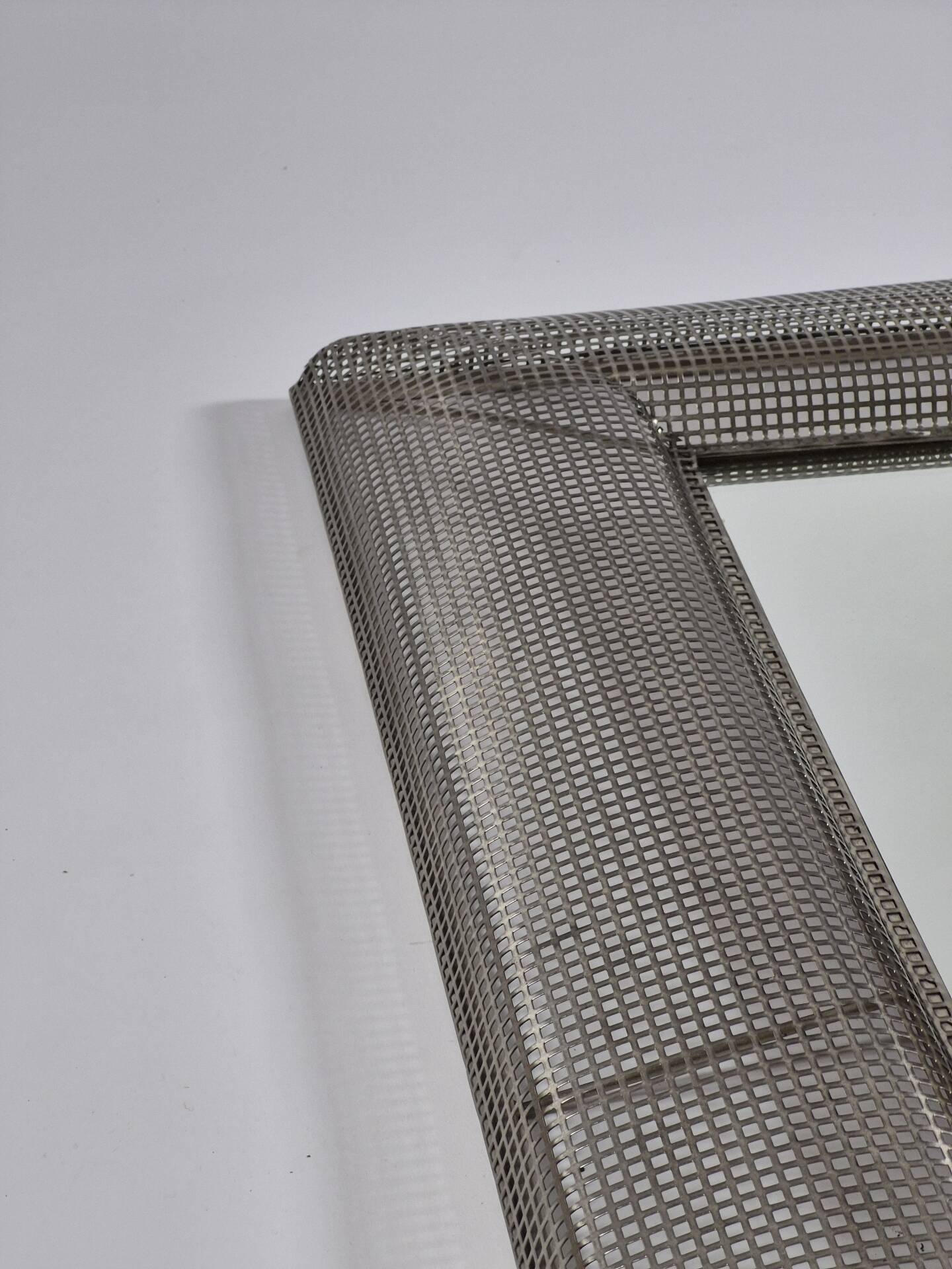 Vintage postmodern metall grid wall mirror