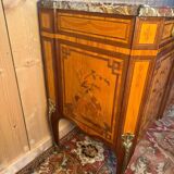 Commode Transition oriental marquetry, 1920s, black marble