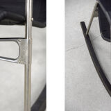 Vintage Mid-Century Postmodern Minimalist Black Leather Rocking Chair by Takeshi Nii, 1950s