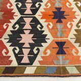 9x12 Geometric Style Turkish Vintage Kilim Rug, 264x383Cm
