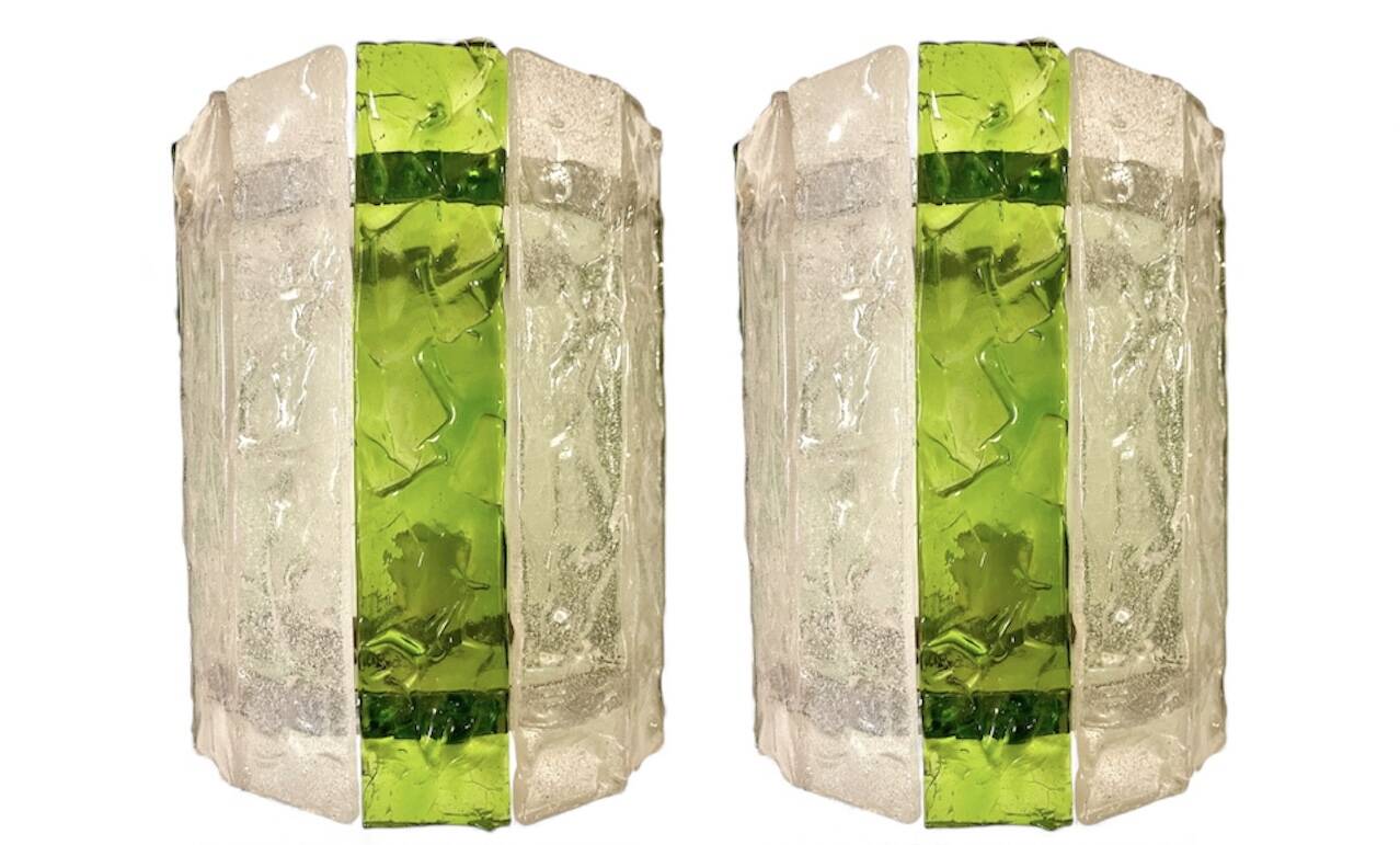 Pair of Murano glass wall lights Abano Poli by Poliarte, Italy 1970