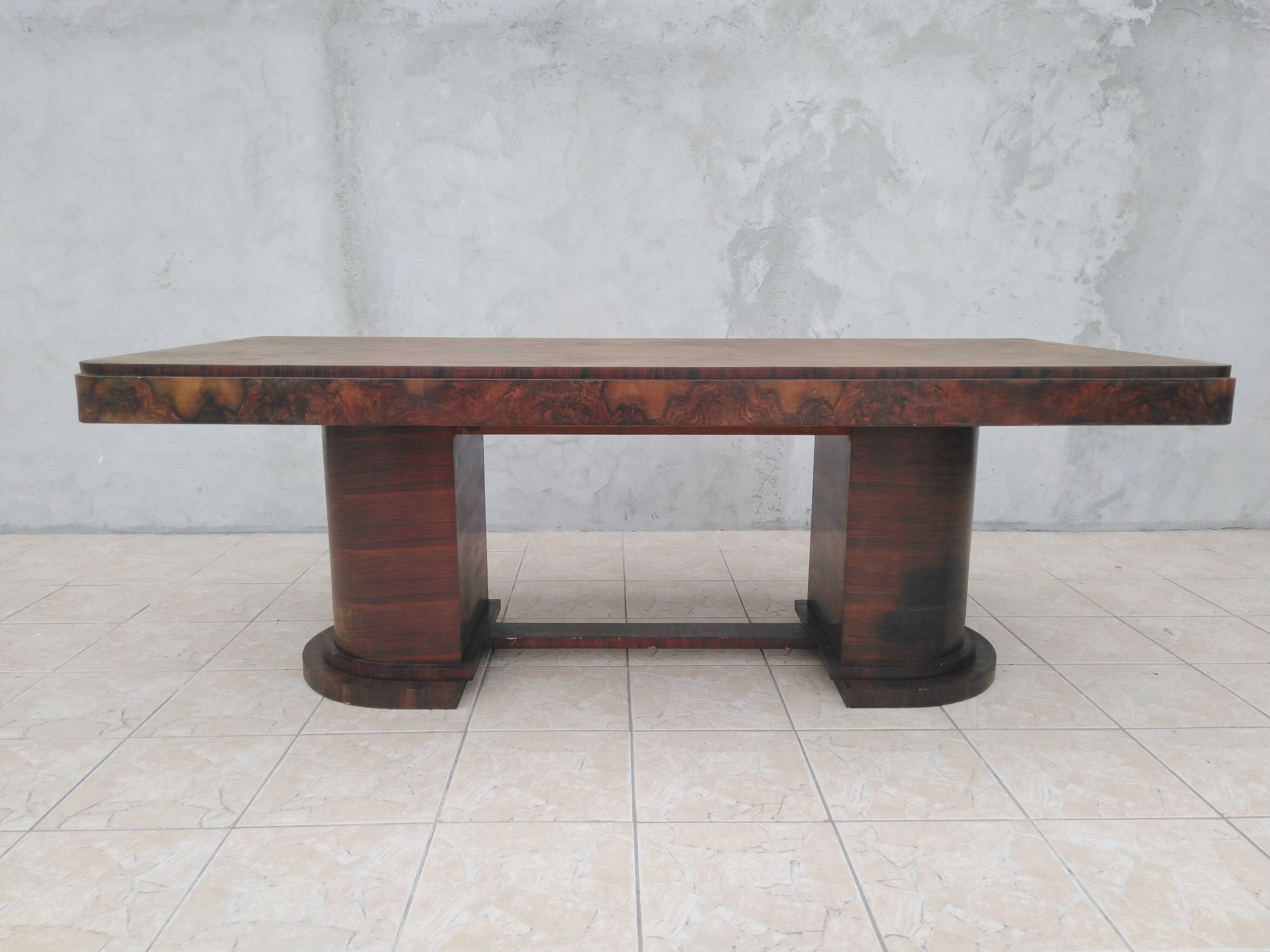 Art deco period table in walnut bramble
