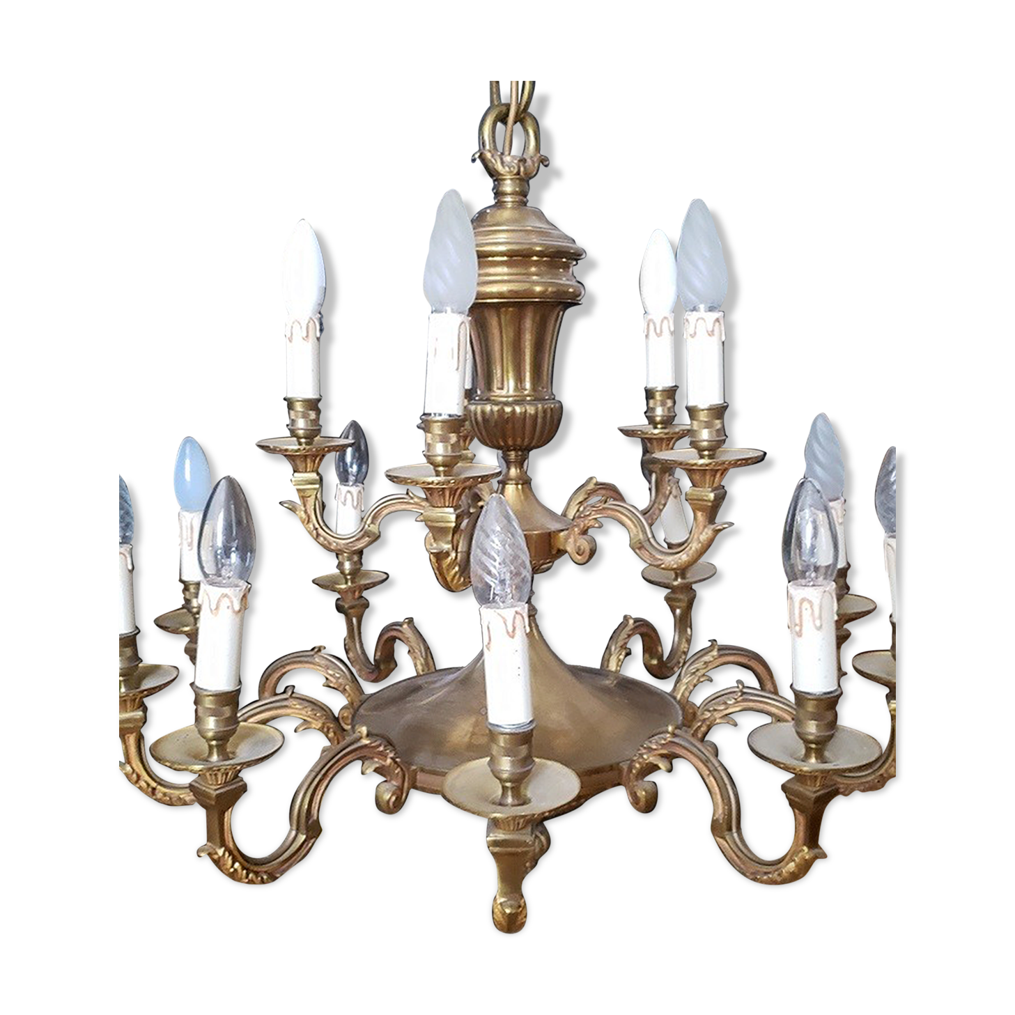 Monumental bronze chandelier
