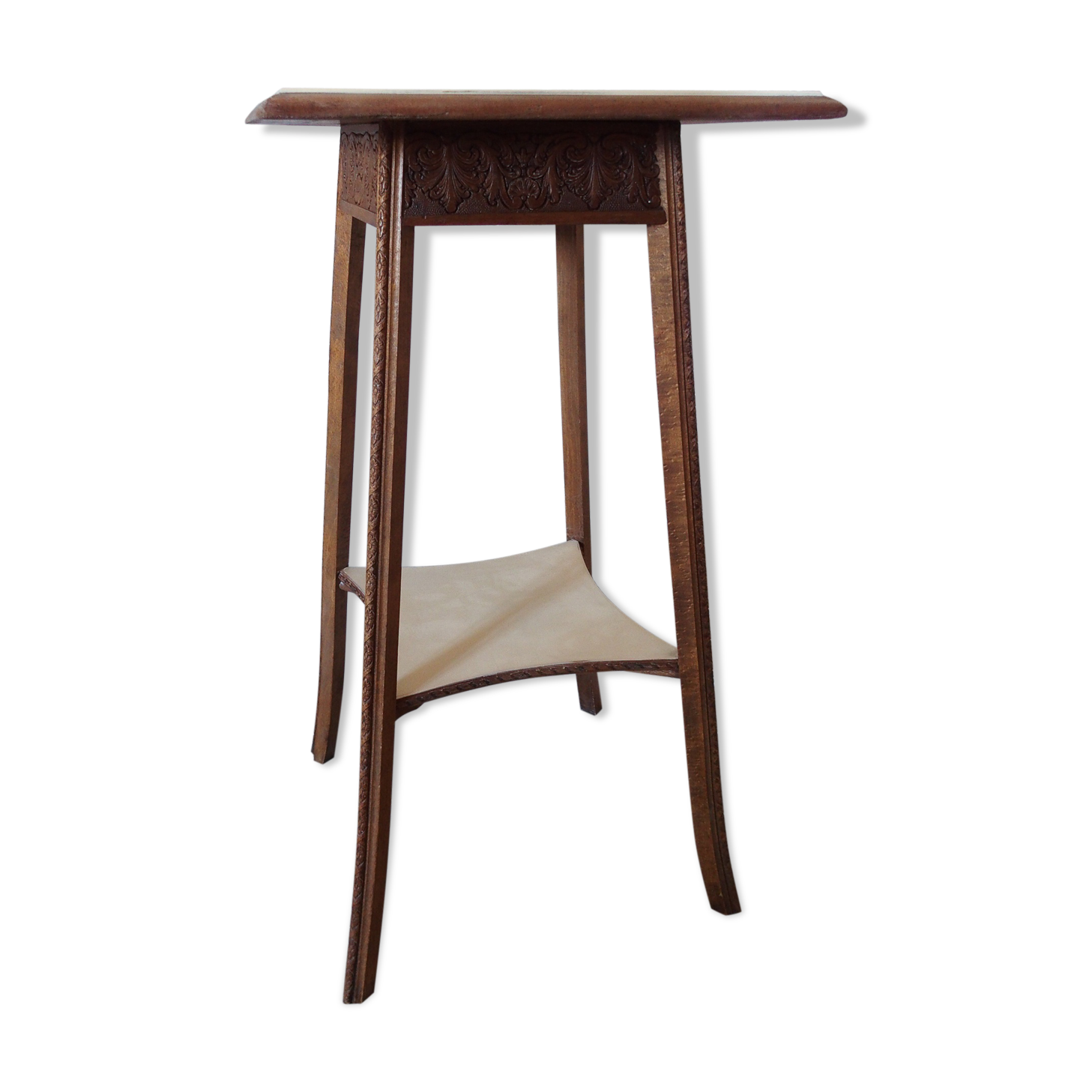 Carved wooden side table