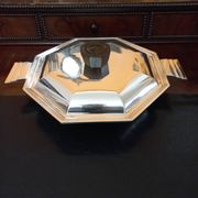Plat Art Déco 1930 métal argenté