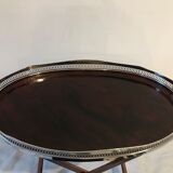 Service tray of silver metal, wood and fake tortoiseshells 1970