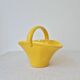 Small vintage ceramic basket with woven handle - Digoin & Sarreguemines