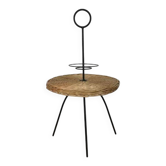 Side table 1950, wicker and metal, portable
